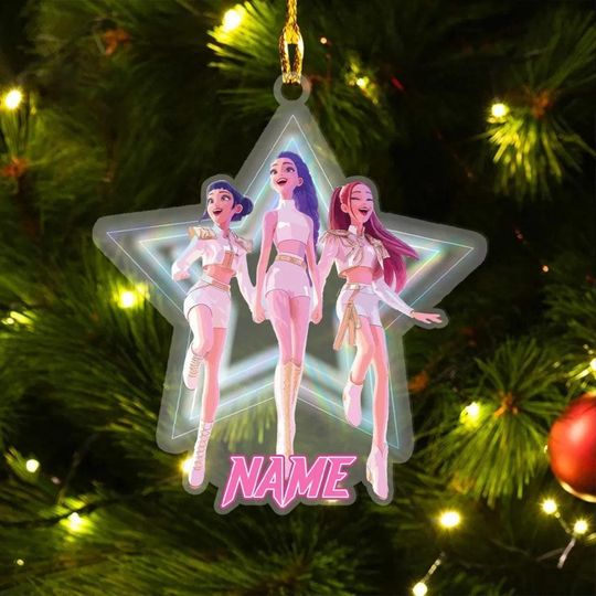 Personalized Huntrix Christmas Ornament, Kpop Fan Ornament, Demon Hunter Xmas