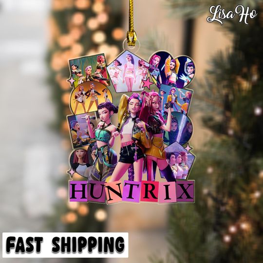 Discover Huntrix Christmas Tree Kpop Demon Hunters Acrylic Ornament, Cute Kpop Gift Ornament