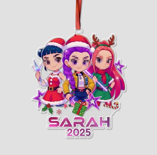 Personalized Sweet Hunter Kpop Girl Chibi Christmas Acrylic Ornament