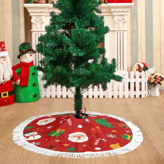 Fringed Christmas Tree Skirt - Elegant Holiday Decor