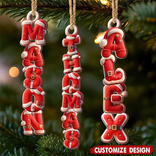Discover Personalized Santa Letters Ornament, Custom Name Holiday Alphabet Keepsake, Family Name Decor, Unique Christmas Letter Gift