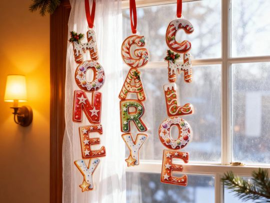 Personalized Letter Name Christmas Ornament,Family Name Christmas Ornament,Custom Alphabet Ornaments,Christmas Gifts for Kids,Holiday Decor
