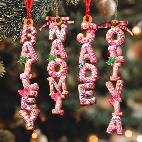 Personalized Letter Name Christmas Ornament, Alphabet Ornament, Family Name Ornament, Custom Girl Name Ornament, Christmas Keepsake Decor