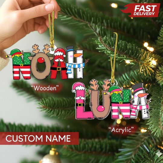 Discover Personalized Acrylic Alphabet Christmas Ornament: Kids Gift