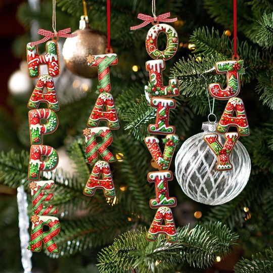 Discover Custom Gingerbread Alphabet Ornament, First Christmas Stocking Tags, Baby Name Ornament, Xmas Tree Decor, Christmas Gifts, Holiday Ornament