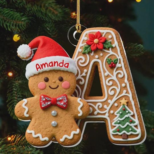 Custom Gingerbread Alphabet Ornaments, Personalised Christmas Decorations, Personalised Christmas Baubles, Christmas Name Tags, Kids Gifts