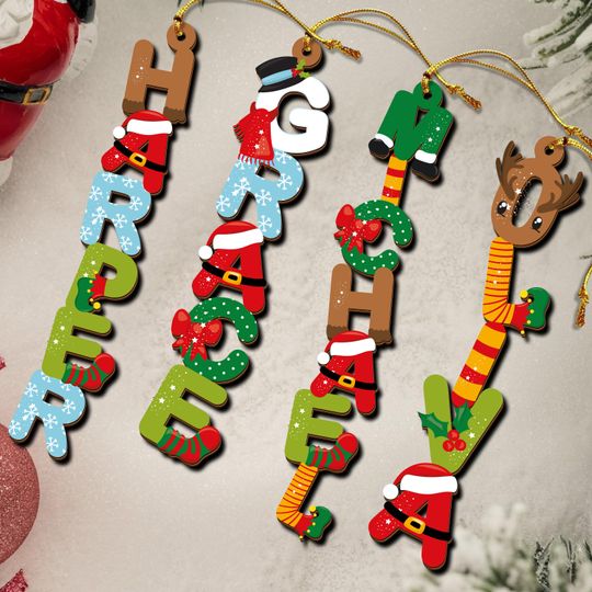 Custom Christmas Letter Alphabet Ornament,Stockings Christmas Tag,Xmas Family Letter Ornament,Kid Xmas Gift,Christmas Name Letter Ornament