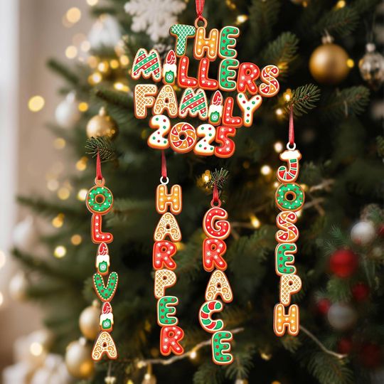 Custom Gingerbread Alphabet Ornament, Kids Name Ornament, Christmas Tag for Stockings, Kids Christmas Gifts, Christmas Ornaments for Family