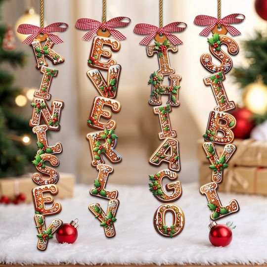 Discover Personalized Letter Name Christmas Ornament, Alphabet Ornament, Family Name Ornament,Kids Name,Kids Ornament, Xmas Keepsake Gifts for Family