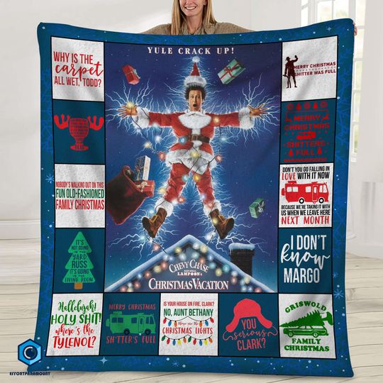 National Lampoons Christmas Vacation Blanket, Clark Griswold Blanket, Griswold Christmas Movie Blanket