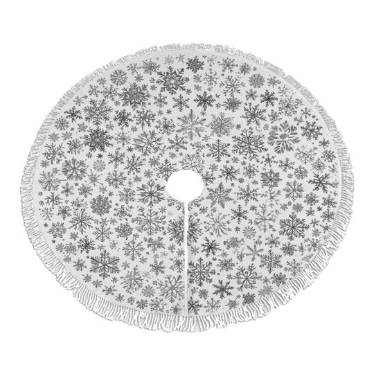 Snowflake Tassel Christmas Tree Skirt