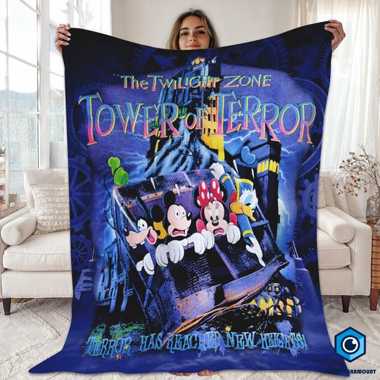 Discover The Twilight Zone Tower Of Terror Blanket, Mickey Tower of Terror, Disneyland Twilight Zone Blanket, Christmas Gifts