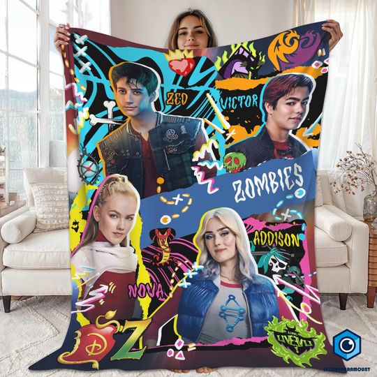 Discover Zombies 4 Dawn of the Vampires Blanket, Zombies 4 Movie Blanket, Disneyland Zombies 4, Blanket Gifts for Kids and Adults