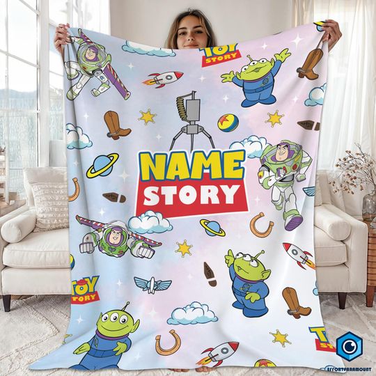 Discover Personalized Toy Story Fleece Blanket, Disneyland Blanket, Home Decor, Toy Story Characters Blanket, Buzz Lightyear, Personalized Blanket