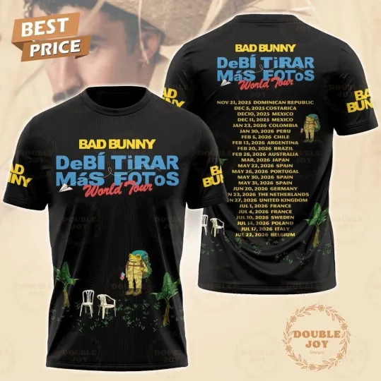 Discover Bad Bunny x DeBi TiRAr MAs Fotos World Tour 2025 3D T-Shirt