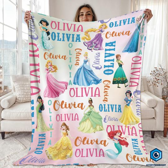 Discover Custom Name Princess Disneyland Fleece Blanket, Princess Disneytrip Blanket, Fleece Blanket, Princess Blanket, Personalized Blanket