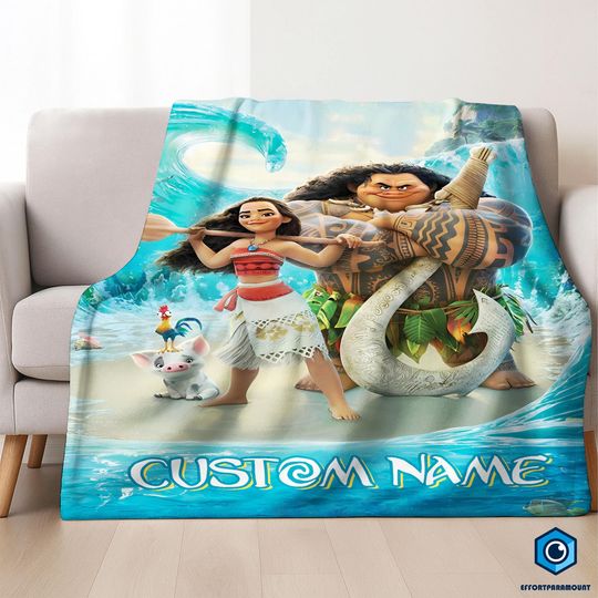 Discover Custom Name Moana Maui Blanket, Moana 2 Movie Blanket, Disneyland Moana Blanket, Moana Princess Blanket, Blanket Birthday Gifts