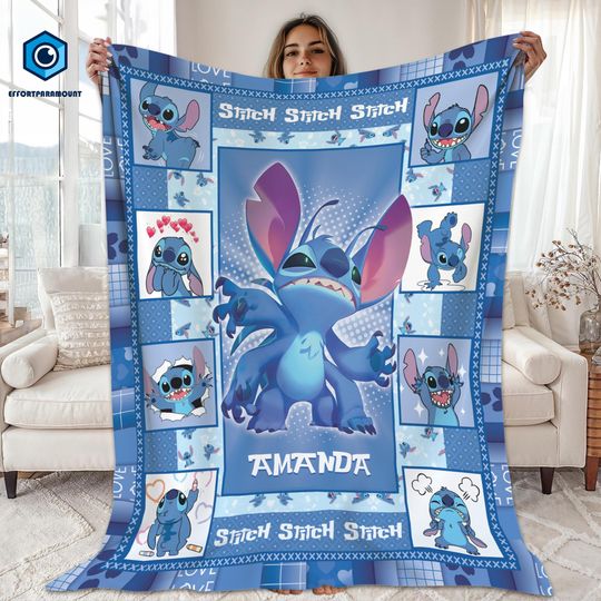 Discover Personalized Stitch Blanket, Disneyland Stitch Blanket, Stitch Birthday Gifts, Stitch Blanket For Kids, Baby Shower Gifts