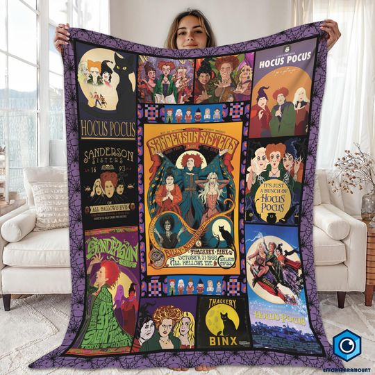 Sanderson Sisters Halloween Fleece Blanket, Hocus Pocus Blanket, Spooky Season, Halloween Blanket