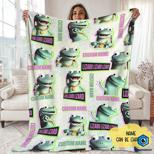 Discover Lizard Meme Blanket, Lizard Lizard Lizard Blanket, Custom Name Blanket, Lizard Meme Trending Viral, Meme Blanket, Trendy Gifts