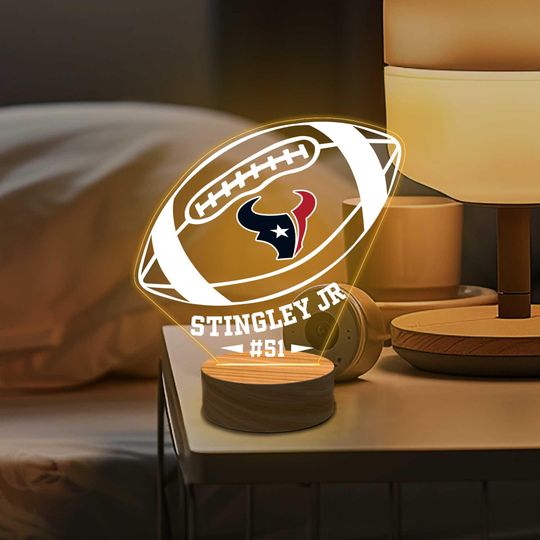 Discover Custom Sports Night Light, Name Personalized Valentines Gift for Him, Boy Bedroom Decor, Houston Texans Fans Gifts, American Football Lamp