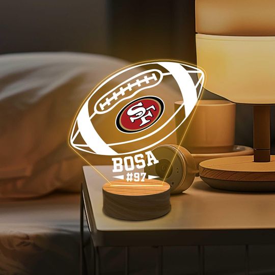 Discover Custom Sports Night Light, Name Personalized Valentine Gift for Him, Boy Bedroom Decor, San Francisco 49ers Fans Gift,American Football Lamp