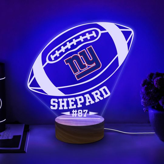 Discover Custom Sports Night Light, Name Personalized Valentines Gift for Him, Boy Bedroom Decor, New York Giants Fans Gifts, American Football Lamp