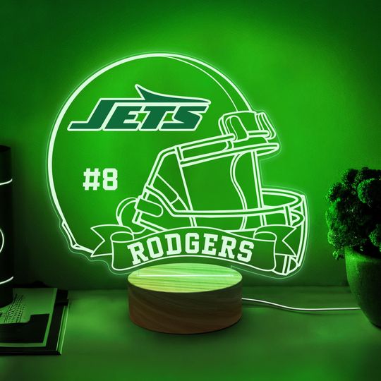 Discover Custom Sports Helmet Night Light, Name Personalized Valentines Gifts for Him, Boy Room Decor, New York Jets Fan Gift, American Football Lamp