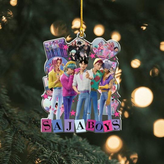 Discover Personalized Saja Boys Christmas Ornament, Kpop Demon Hunters Ornament 2025, Anime Dark Fantasy Christmas Ornament, Huntrix Movie Ornament
