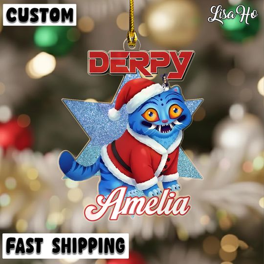 Personalized Name KPOP Demon Hunter Christmas Ornament, Derpy Kpop Demon Hunter Ornament