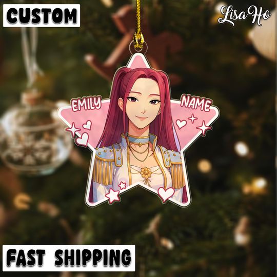 Discover Personalized Name Huntrix Mira Christmas Ornament, Custom Kpop Demon Hunter Ornament
