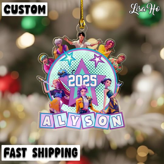 Discover Personalized Name Huntrix Merry Christmas Ornament, Saja Boys Ornament