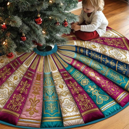 Discover Printed Colorful Books Vintage Patchwork Tree Skirt Decor, Colorful Books Vintage Decor Home, Vintage Christmas Books Decoration