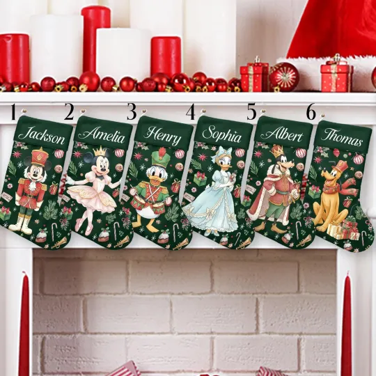 Discover Personalized Mickey And Friends Festive Holiday Chirstmas Gift Stocking