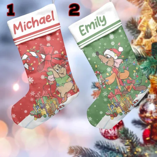 Discover Personalized Cinde Jaq and Gus Mouse Holiday Decor Christmas Gift Stocking