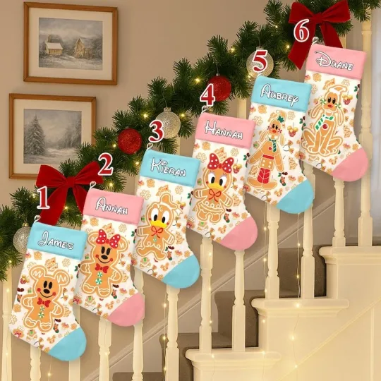 Discover Personalized Mickey And Friends Gingerbread Christmas Party Xmas Gift Stocking