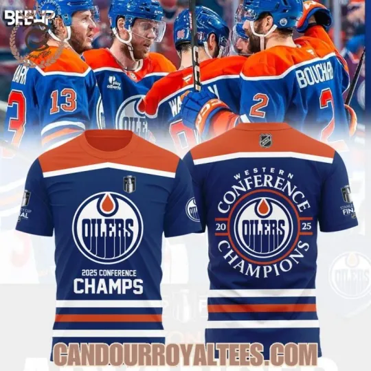 Discover Edmonton Oiler 2025 Western Conference Champions 3D Tshirt Unisex S-5XL