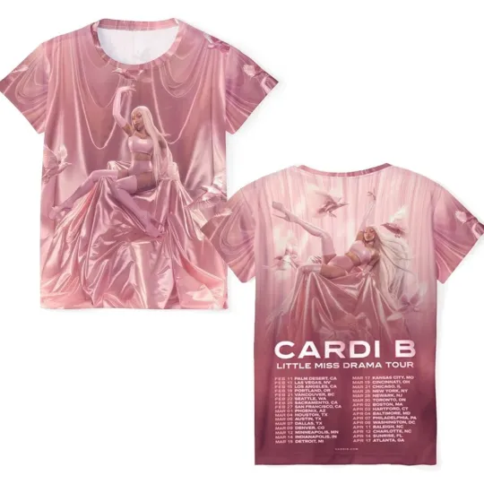Discover Cardi B Little Miss Drama Tour Chritsmas T-shirt 3D Full size S-5XL TU51