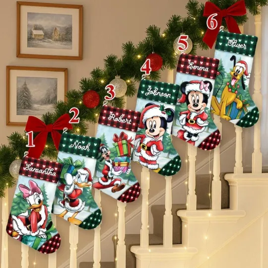 Discover Personalized Cute Mickey & Friends Santa's Favorite Christmas Gift Stocking