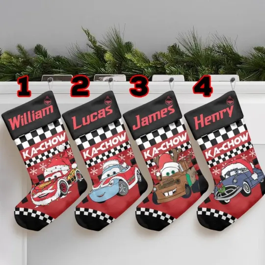 Discover Personalized Pixar Cars Characters Holiday Decor Merry Christmas Stocking