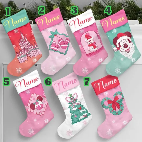 Discover Personalized Mickey Santa Magic Castle Christmas Coquette Holiday Stocking