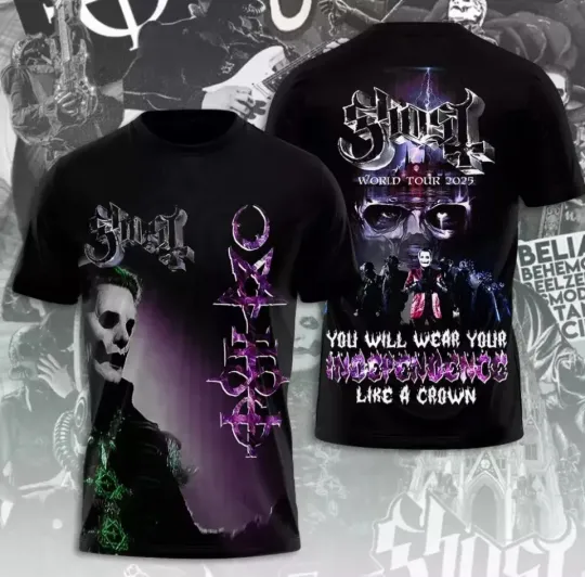 Discover Ghost Rock Band World Tour 2025 The Schedule T-Shirt - AOP 3D shirt Gift for Fan