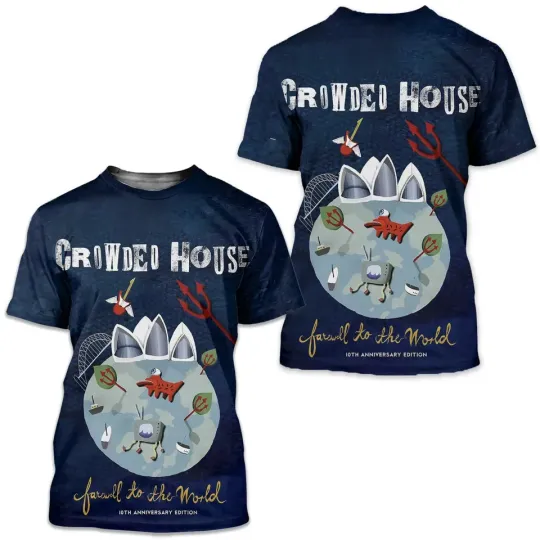 Discover Crowded House Farewell To The World Album Cover AOP 3D T-Shirt