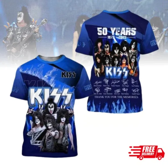 Discover K.!.s. s B@nd 50 Years 1973 - 2023 Thank You 3D T-shirt
