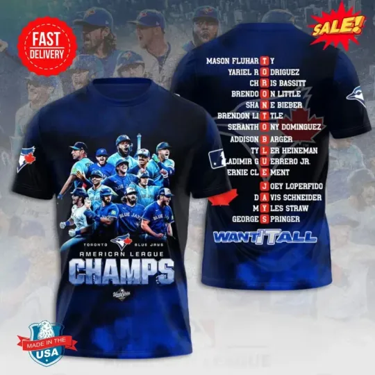 Discover T.o.r.o.n.!.o B.l.u.3 J 2025 American League Champions 3D Shirt S-5XL CM1