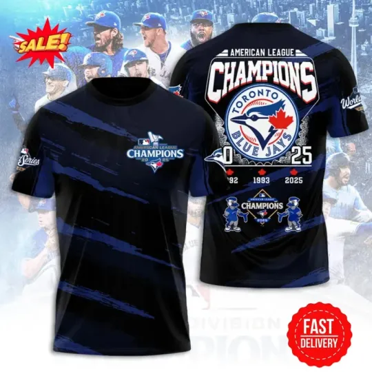 Discover T.o.r.o.n.!.o B.l.u.3 J 2025 American League Champions 3D Tee M24