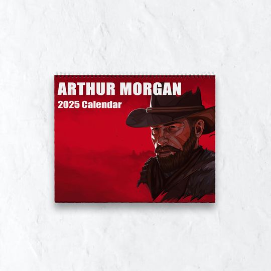 Arthur Morgan 2026 Wall Calendar, 2 Sizes Retro Fictional Character Arthur Calendar, Cowboy Outlaw Collectible for Fans of the Wild West