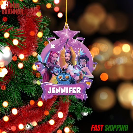 Discover Personalized Name KPOP Ornament, KPOP Christmas Keepsake, Huntrix Ornament, Demon Hunters Custom Ornament for Her, Mira Rumi Zoey Ornament