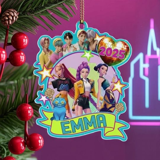 Discover Personalized Huntrix Christmas Ornament, Custom Name Kpop Demon Hunter Ornament, Custom KPDH Christmas Ornament, Saja Boys Ornament