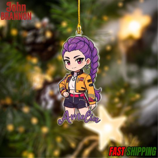 Discover Personalized Huntrix Rumi Christmas 2D Ornament,Custom Kpop Demon Hunter Ornament,Decor Gift for Demon Hunter Fan,Huntrix Christmas Ornament